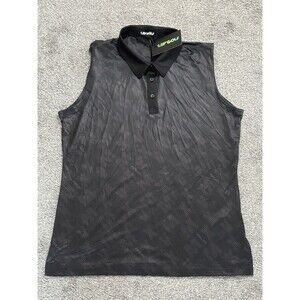 LIV Golf Sleeveless Polo Womens Large Black  Performance All Over Print NWT